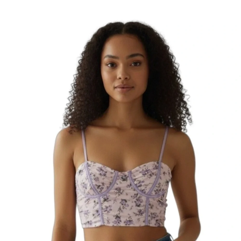 Y2k Babydoll Papaya Corset Women size Small Floral Cropped Fairygrunge Indie Top - Picture 12 of 12